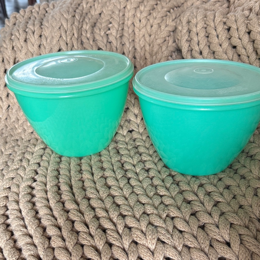 Vintage Tupperware Aqua green salad crispers Storage Containers